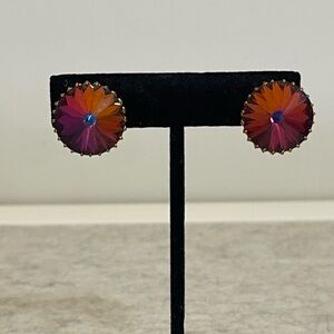 Aurora Borealis Gold Clip Earrings 💕